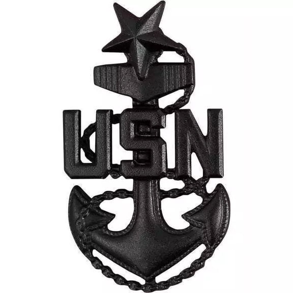 U.S.N Genuine Navy Cap Device E8 Chief Petty Officer Senior Black Metal