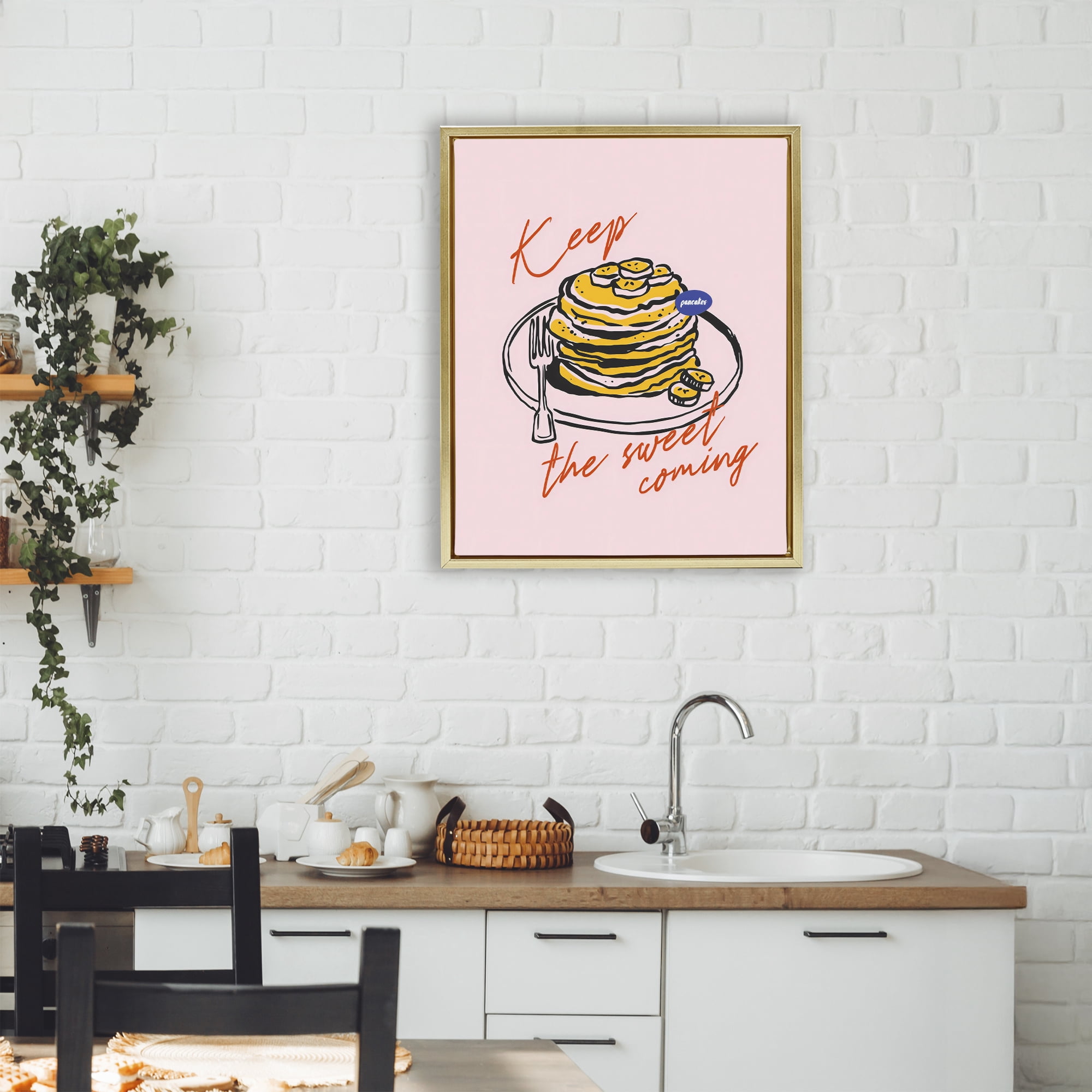 Stupell Industries Keep The Sweet Coming Gold Framed Floater Canvas Wall Art, design by The Prints Vibe