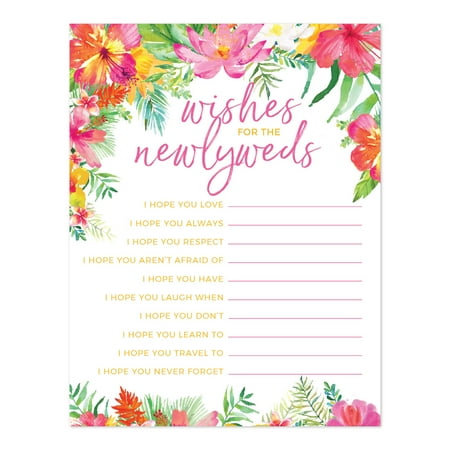 Tropical Floral Garden Party Wedding, Wishes for the Newlyweds Advice Cards,