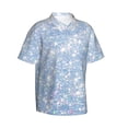 thumbnail image 3 of Xecao White Bule Glitter print Hawaiian shirt - a stylish short-sleeve button-down for men, perfect for casual beach and tropical outings., 3 of 9
