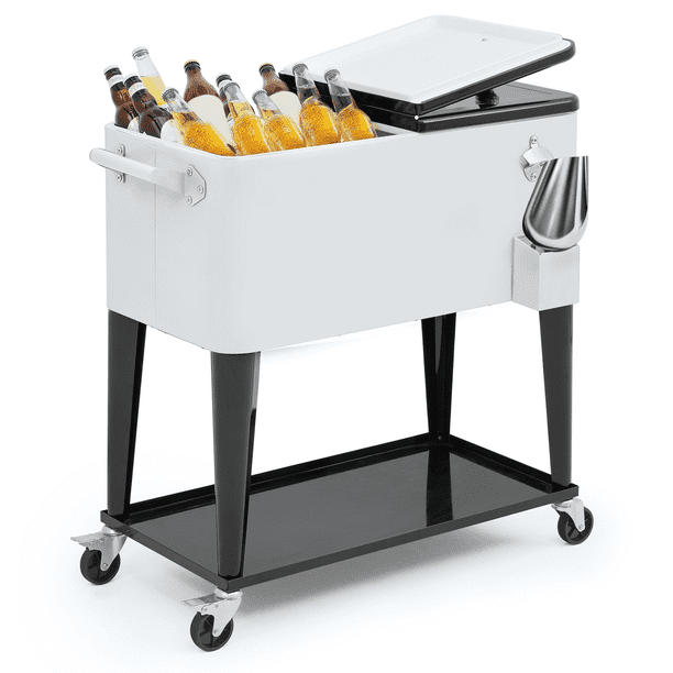 MADOG Portable Rolling Cooler Cart 80 Quart, Ice Chest Cart Trolley on