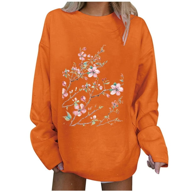Blusa de manga larga con cuello redondo y estampado informal para mujer a la moda Pompotops gfhjh2654