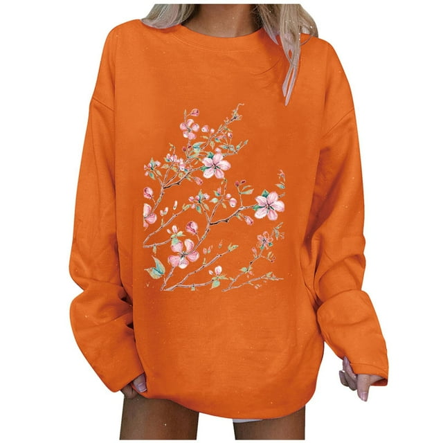 CEHVOM T-shirt Blouse à Manches Longues Col Rond Imprimé Décontracté pour Femmes