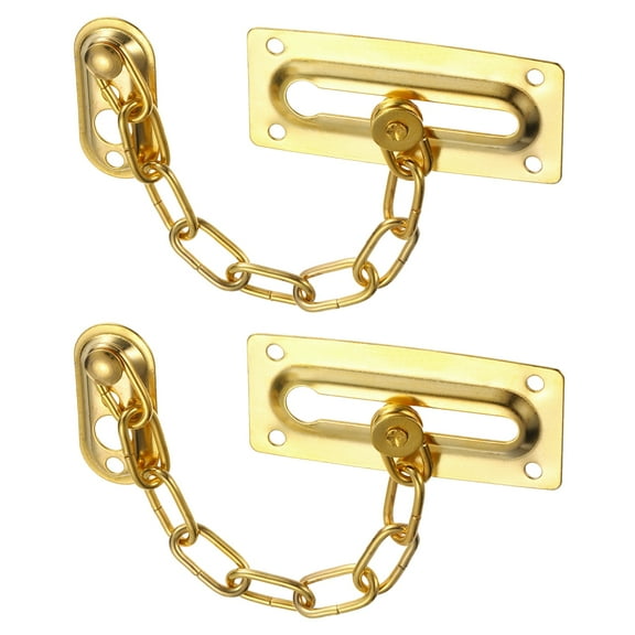 Uxcell 2-Pack Door Chain Lock, Premium Security Door Chain Guard Round Cold Rolled Steel for Inside Door[Gold]