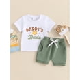 thumbnail image 2 of Nygoyerh Toddler Baby Boys Summer 2Pcs Outfits Short Sleeve Letter Print T-shirt with Elastic Waist Shorts 6M 12M 18M 24M 3T Infant Cute Shorts Sets for Daily Vacation, 2 of 9