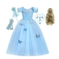 thumbnail image 1 of Disney Girl Cenicienta Rapunzel Cosplay vestir Blancanieves Belle Aurora ropa para niños fiesta de cumpleaños vestido princesa disfraz 2T (etiqueta 100) Gao Jinjia LED, 1 of 2