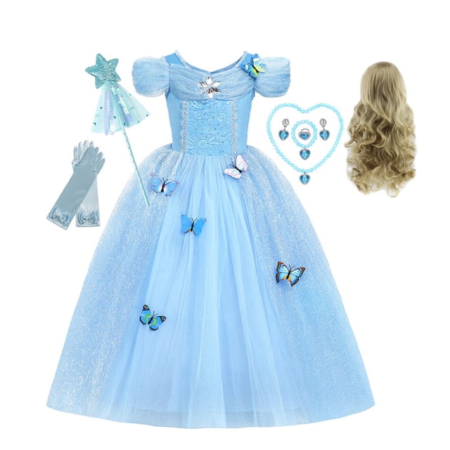 Disney Girl Cenicienta Rapunzel Cosplay vestir Blancanieves Belle Aurora ropa para niños fiesta de cumpleaños vestido princesa disfraz 2T (etiqueta 100) Gao Jinjia LED