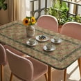thumbnail image 3 of Sage Green Boho Table Cloths for 6 Foot Rectangle Tables, Vintage Ethnic Tribe Abstract Art Floral Patio Waterproof Elastic Fitted Tablecloths, Washable Rectangular Table Cover for Camping, 3 of 8