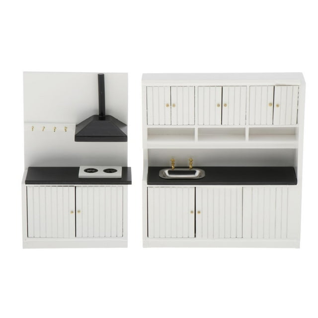 HILABEE 1/12 Scale Dollhouse Miniatures Furniture, Wooden Furniture Kitchen Toy Set for