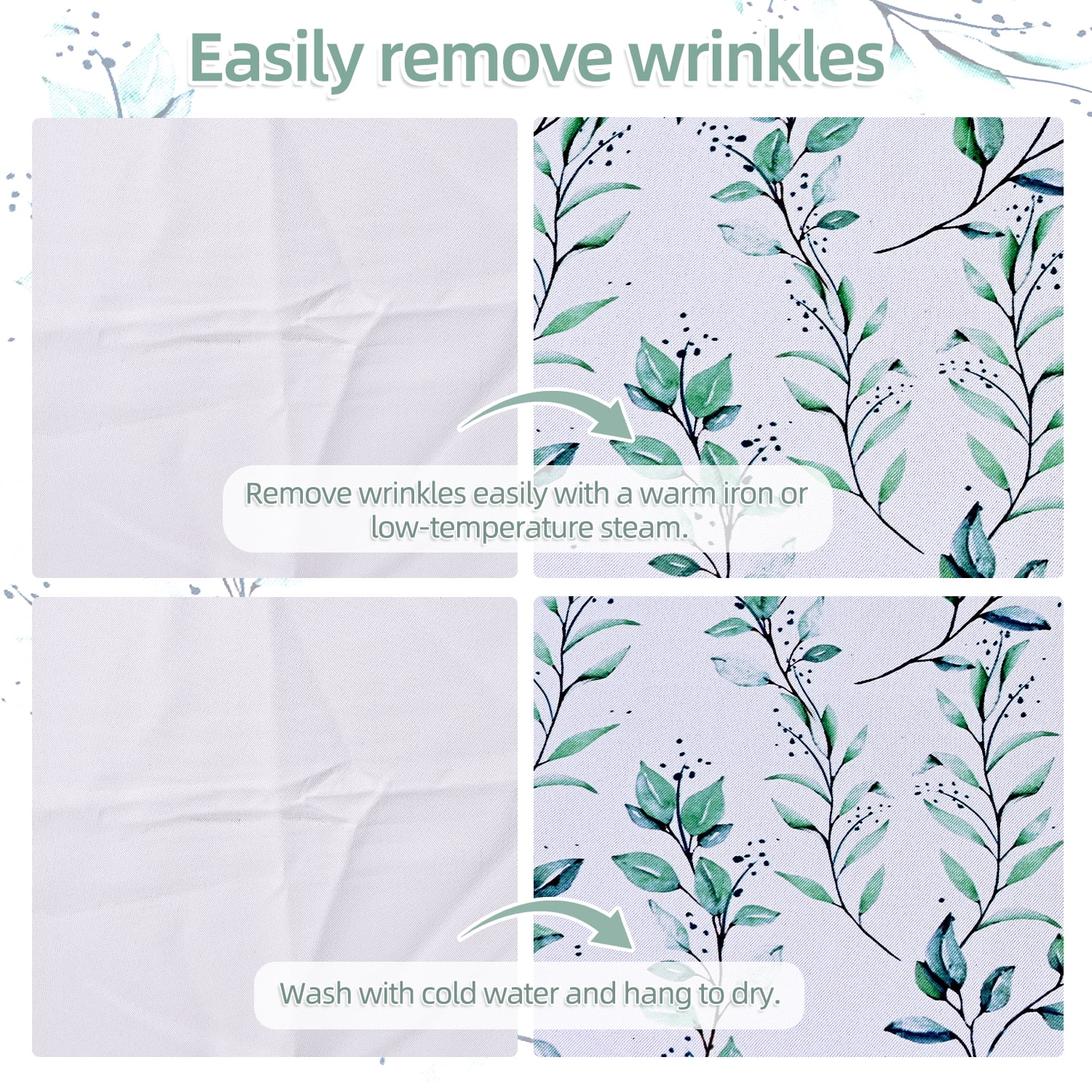 Alishomtll Blackout Curtains Green Leaf Printed Thermal Insulated Window Drapes for Bedroom Living Room 84 Inches Long,52" Wide, 2 Panels