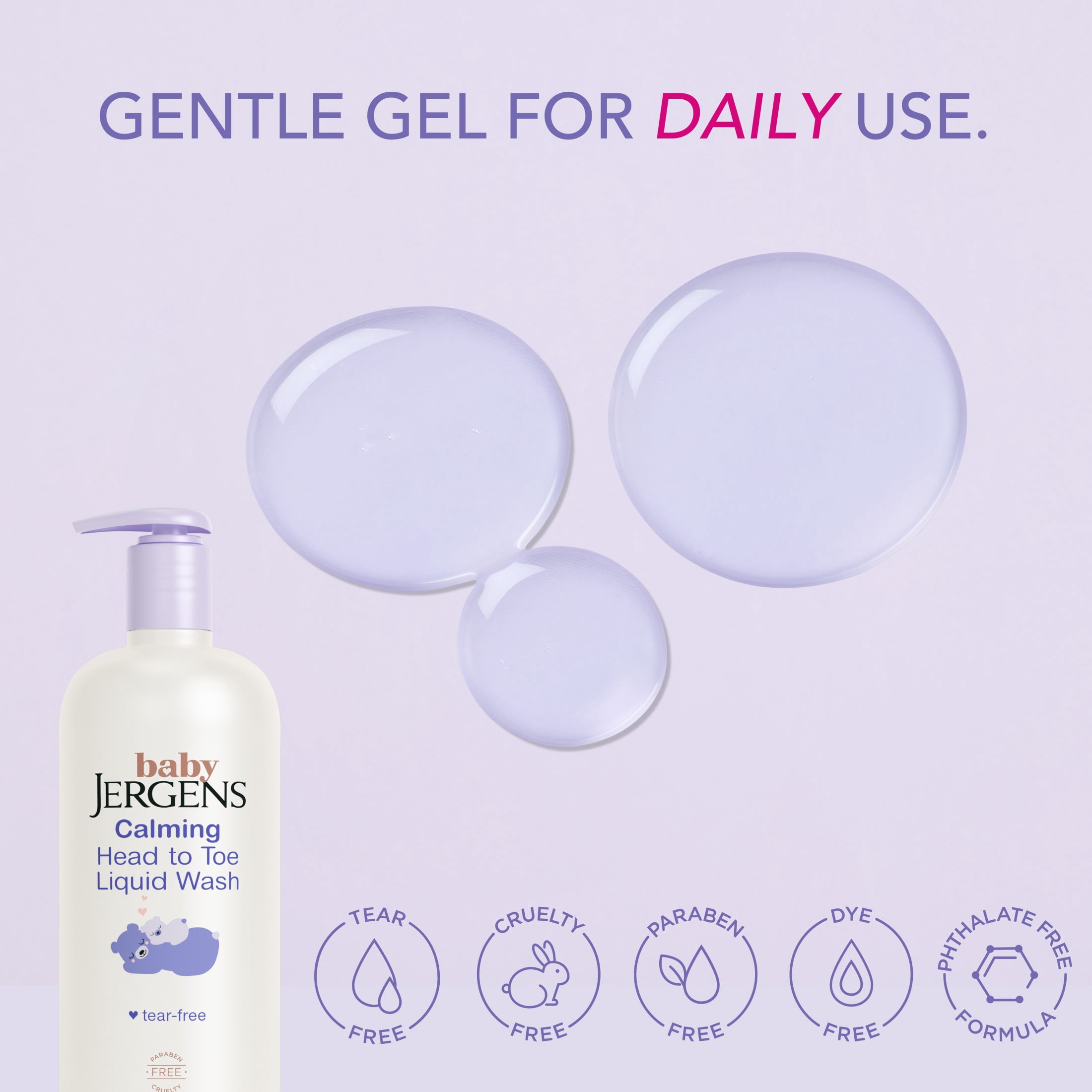 (2 pack) Baby Jergens Calming Head to Toe Liquid Baby Wash, Body Wash and Shampoo, Tear Free, 20 fl oz