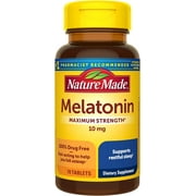 Nature Made Melatonin 10mg Maximum Strength Tablets, 100% Drug Free Sleep Aid for Adults, 70 Count, 70 Day Supply