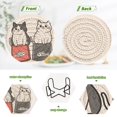 thumbnail image 4 of Yayeee 6 PCS Drink Coasters with Holder Set Woven Absorbent Round Tabletop Hot Pad, Black Chubby Cat, 4 of 7