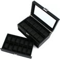 thumbnail image 3 of 24 Slot Plastic Watch Storage Box Display Case Orgarnizer with Glass Top for Men Black, 3 of 8