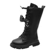 thumbnail image 2 of Viluyesy Girls Mid Calf Boots Solid Color Shoes Kids Winter Boots for Outdoor Hiking Black Size 2.5 Big Kids, 2 of 8