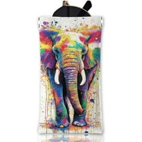 1 pc Doodle Colorful Elephant Soft Glasses Case Animal Squeeze Top Eyeglass Case Travel PU Leather Sunglass Case Portable Sunglasses Pouch for Women Men