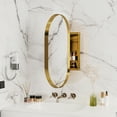 thumbnail image 3 of 20x34 Inch Oval Recessed Bathroom Medicine Cabinet, Matte Gold Metal Framed With Mirror And Adjustable Shelves Cabinet Mirror, For, 3 of 7