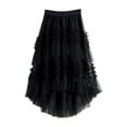 thumbnail image 4 of Riforla Ladies' Fashionable Casual Front Short Back Long Swallowtail Cake Skirt Mid Long Double Layer Mesh Puffy Skirt Half Skirt Skirts for Women Trendy Black One Size, 4 of 4