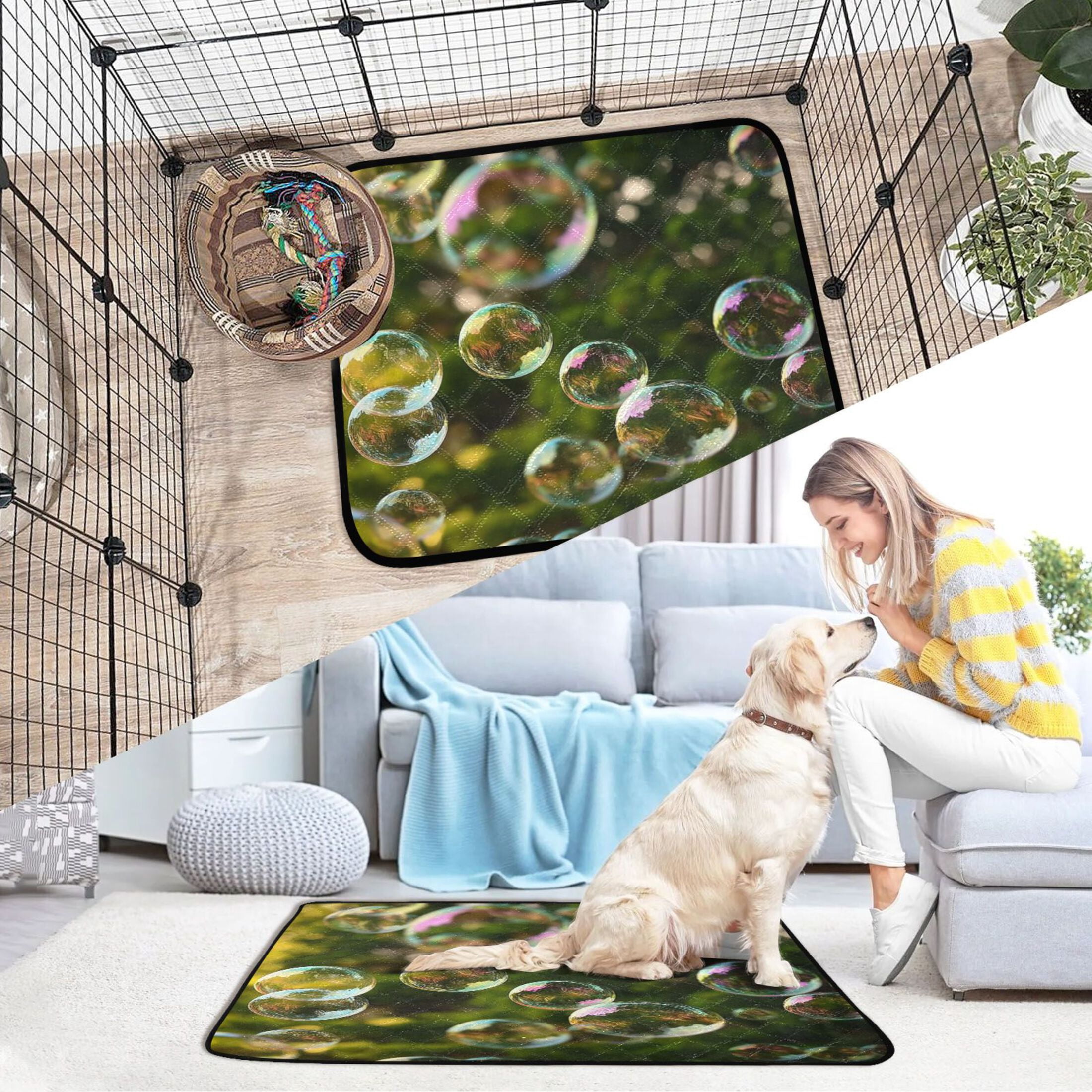 IAUYY Washable Pee Pads for Dogs Smallx3 Absorbent and Leak-Proof Non-Slip Reusable Puppy Pee Pads for Dogs Applicable to Playpen Potty Crate Radiant with Iridescent Brilliance