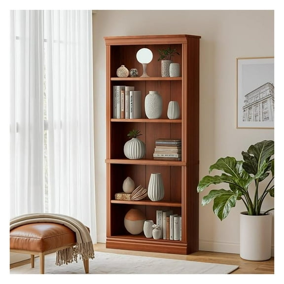 Bookcase Bookshelves, 5-Shelf Tall Bookcase 71" Wood Open Display Floor Bookshelf, Large Storage Organizer for Library, Bedroom, Living Room ()