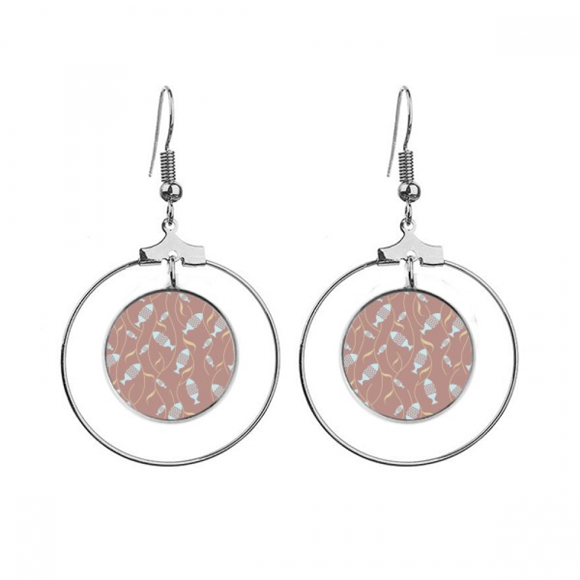 Color Blocks Fishes Aquatic s Earrings Dangle Hoop Jewelry Drop Circle