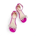 thumbnail image 3 of BURUDANI Girls’ Dress Sandals Square Toe Low Kitten Heel with Bow & Flower, Ankle Strap Party Shoes, 3 of 6