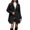 Black, variant on Women's Elegant Double-Breasted Mid-Length Belted Overcoat with Notched Lapel Collar Long Sleeve Tailored Dress Coat for Office Commuting and Winter City Strolls
