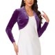 thumbnail image 4 of INSPIRE CHIC Chaqueta corta de terciopelo para mujer con cuello de solapa y mangas largas, color púrpura, 4 of 6