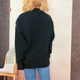 thumbnail image 4 of Women's Fashion Casual Loose Versatile Bear Decoration Handmade Drawstring Long Sleeve Round Neck Pullover Sweater for Fall Winter Gift Ideas,Black,L, 4 of 4