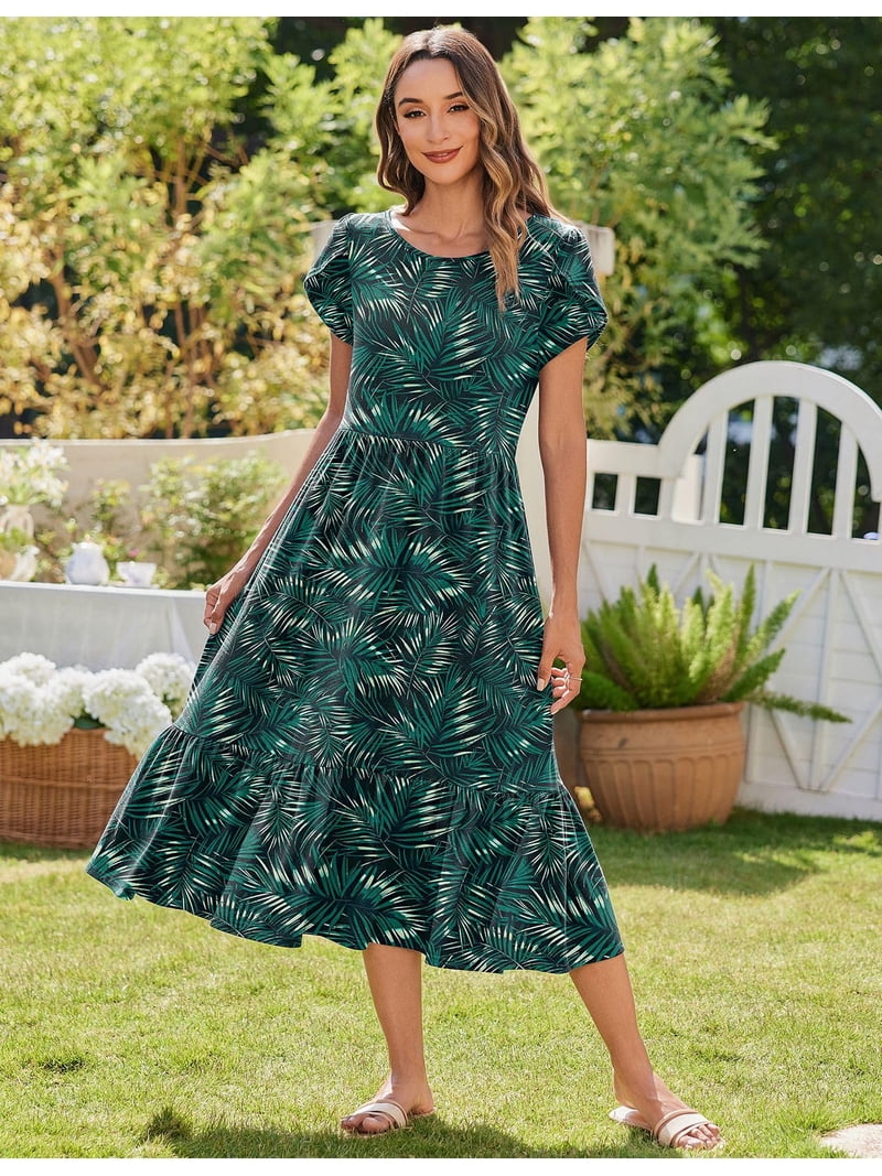 midi layered dresses for women Zeagoo T Shirt Dress Summer Casual Tiered A Line Swing Long Dresses with Pockets Short Sleeve Beach Dress YGroup_miss-me-sequin-mini-dress