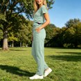 thumbnail image 6 of Sets for Women Fall Outfits Women's Summer V-Neck Color Blocked Pocket Top Drawstring Pants Protective Suit Set Mint Green Xl, 6 of 6