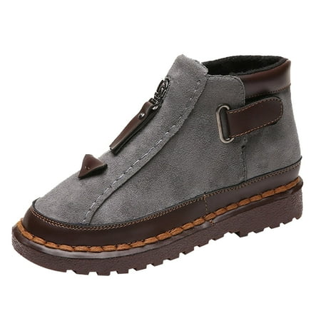 

Ykohkofe Fashion Women s Shoes Thick-soled Colorblock Brock Flat Short Boots Grey 8