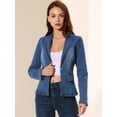 thumbnail image 2 of INSPIRE CHIC Chaqueta de mezclilla lavada de manga larga con botones y solapa con muesca para mujer Azul Medio L, 2 of 6