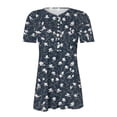 thumbnail image 2 of TaTaai Women's V-Neck Printed Top, Soft Cotton, Relaxed Fit Short Sleeve, Button Accent Ruching, Pullover Style, Casual Daily Wear Spring Summer Multi-Color Options Gift, 2 of 5
