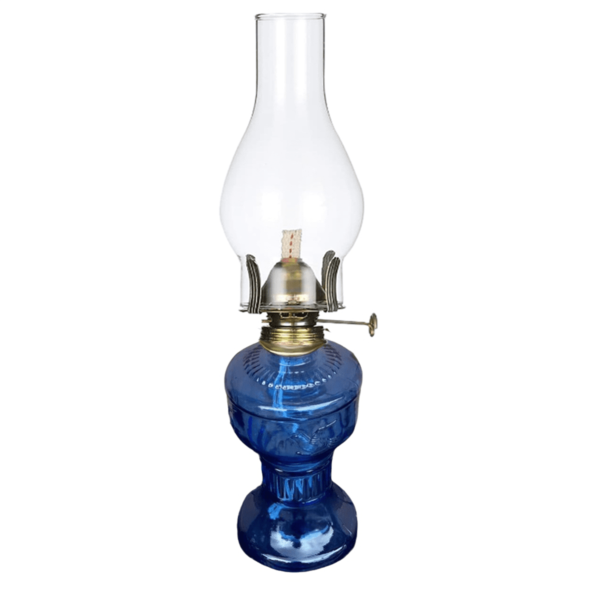 2X Rustic Oil Lamp Vintage Glass Coal Lamp Oil Lamps for Indoor Use Home Decor Lighting Oil Lantern Blue