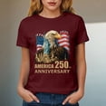 thumbnail image 4 of Duqingm 251th Anniversary Shirt Womens USA T Shirt American Flag Patriotic Shirts Womens Graphic T Shirts Round Neck Short Sleeve Tops Wine,XL, 4 of 7