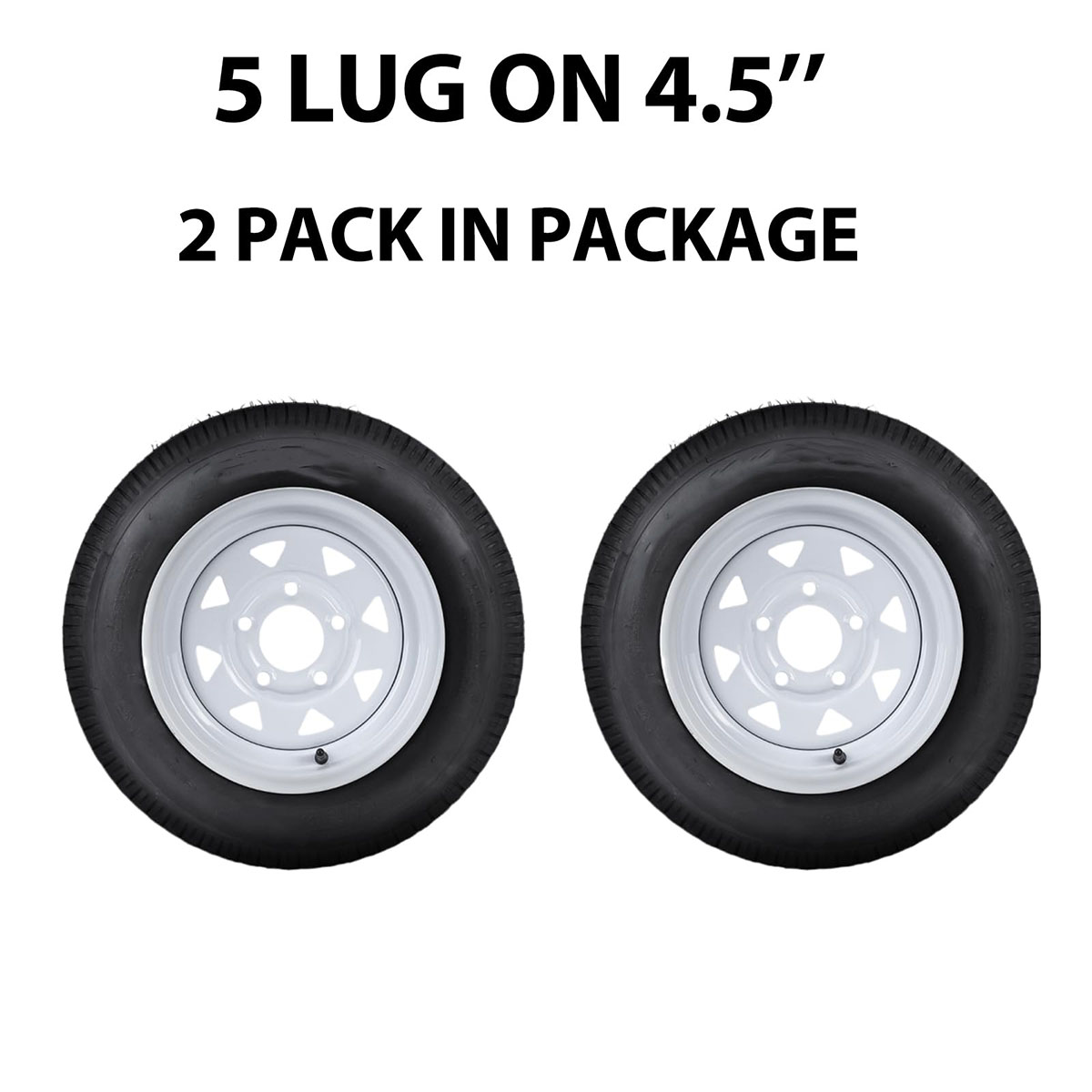 Danolapsi 2 Packs ST205/75D14 Trailer Tires, 5 Lug on 4.5", 6PR Load Range C, 14in Fuel-saving Designed Trailer Tires 205 75 14 for Travel/Camper/Landscape/Cargo/Utility/Boat/Horse/Farm/Hauler Trailer