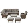 thumbnail image 3 of PARKWELL 6-Piece Outdoor Sectional Furniture Set,Patio Wicker L Shaped Couch High Back Conversation Set with a Swivel Glider for Garden Yard,Brown Wicker Gray Cushion, 3 of 13