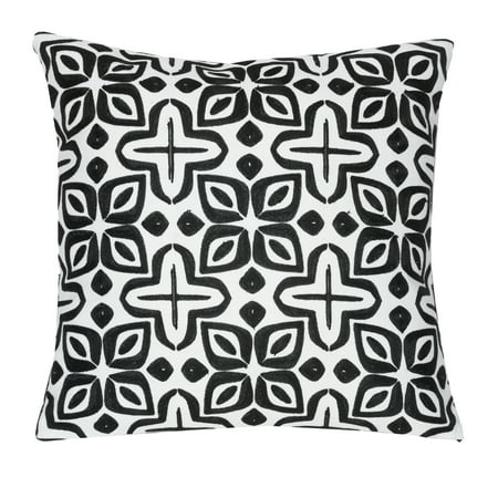 Rochelle Porter Beauty Decorative Square Pillow,Throw, White, Black, Cotton, Polyfill, 20"x 20", 1 Count