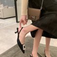 thumbnail image 2 of Zapatos de tacón de aguja con punta en punta para mujer, tacones altos sin cordones, sandalias de oficina para mujer, zapatos de vestir para fiesta y graduación, negro Rojo Verde, 2 of 4