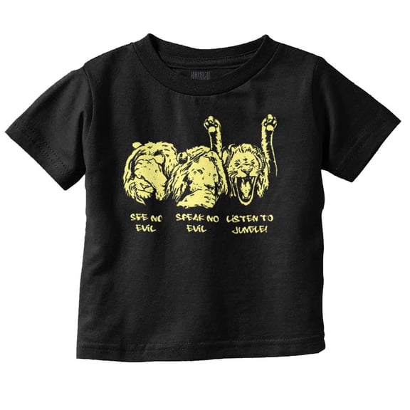 See No Evil Listen To Jungle Lion Toddler Boy Girl T Shirt Infant Toddler Brisco Brands 6M