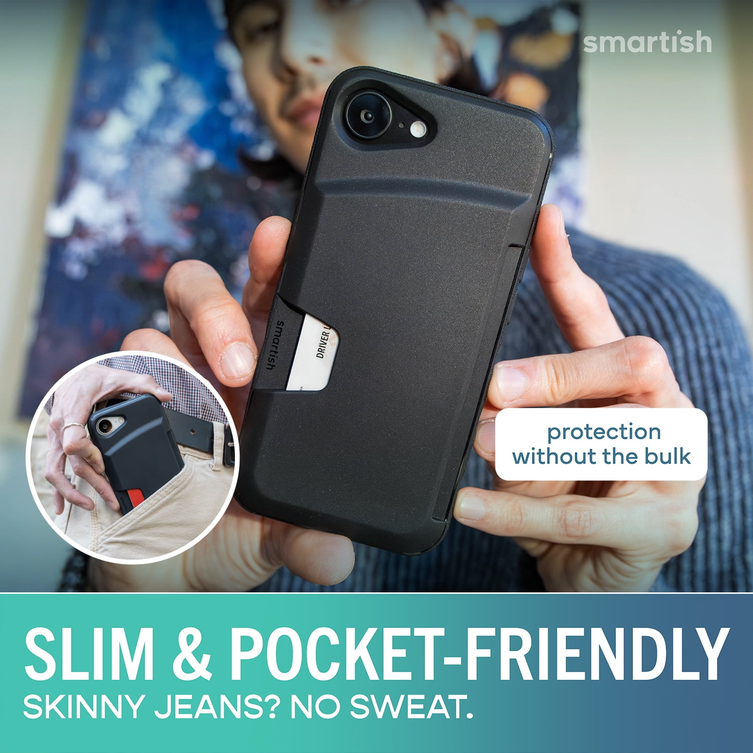 Smartish iPhone 17e/16e Wallet Case - Wallet Slayer Vol 1 - Slim Card Holder - Black