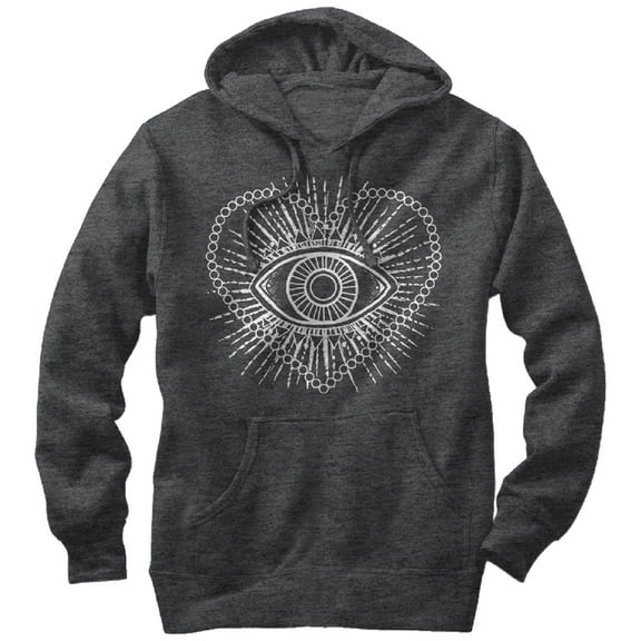 Men's Lost Gods Heart Eye  Pull Over Hoodie Charcoal Heather Large