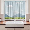 thumbnail image 2 of Ambesonne Cloud Kitchen Curtains, Cartoon Mountains Idyllic, 55"x39", Bluegrey Green Pale Blue, 2 of 3