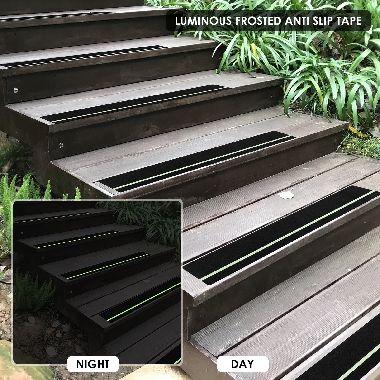 Lzvxtym Anti Slip Grip Tape,5/10 Pcs Non-slip Traction Tapes,Glow in The Dark Anti Slip Tape for Indoor or Outdoor Stair Tread Step, 5.9" x 30"