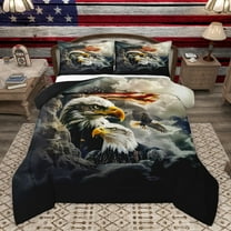 Castle Fairy Animal Eagle Bedding Comforter Set 2pcs for Adults Female Men,Vintage American Flag Twin Comforter Sets Microfiber,Mountain Sea Breathable Bedding Set,Microfiber Bedroom Decor