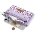 thumbnail image 5 of Wrangler Women's Large Minimalist Phone Wallet Stylish Double Zipper Cash Wallet with RFID Protection for Ladies, Purple, 5 of 7