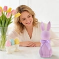 thumbnail image 3 of Artificial Flocked Easter Bunny Figurine - Easter Rabbit Statue with Satin Bow | Decorative Tabletop Accents for Spring & Holiday Celebrations, 3 of 6
