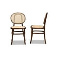 thumbnail image 3 of Baxton Studio Garold Mid-Century Modern Brown Woven Rattan and Walnut Brown Wood 2-Piece Cane Dining Chair Set, 3 of 7