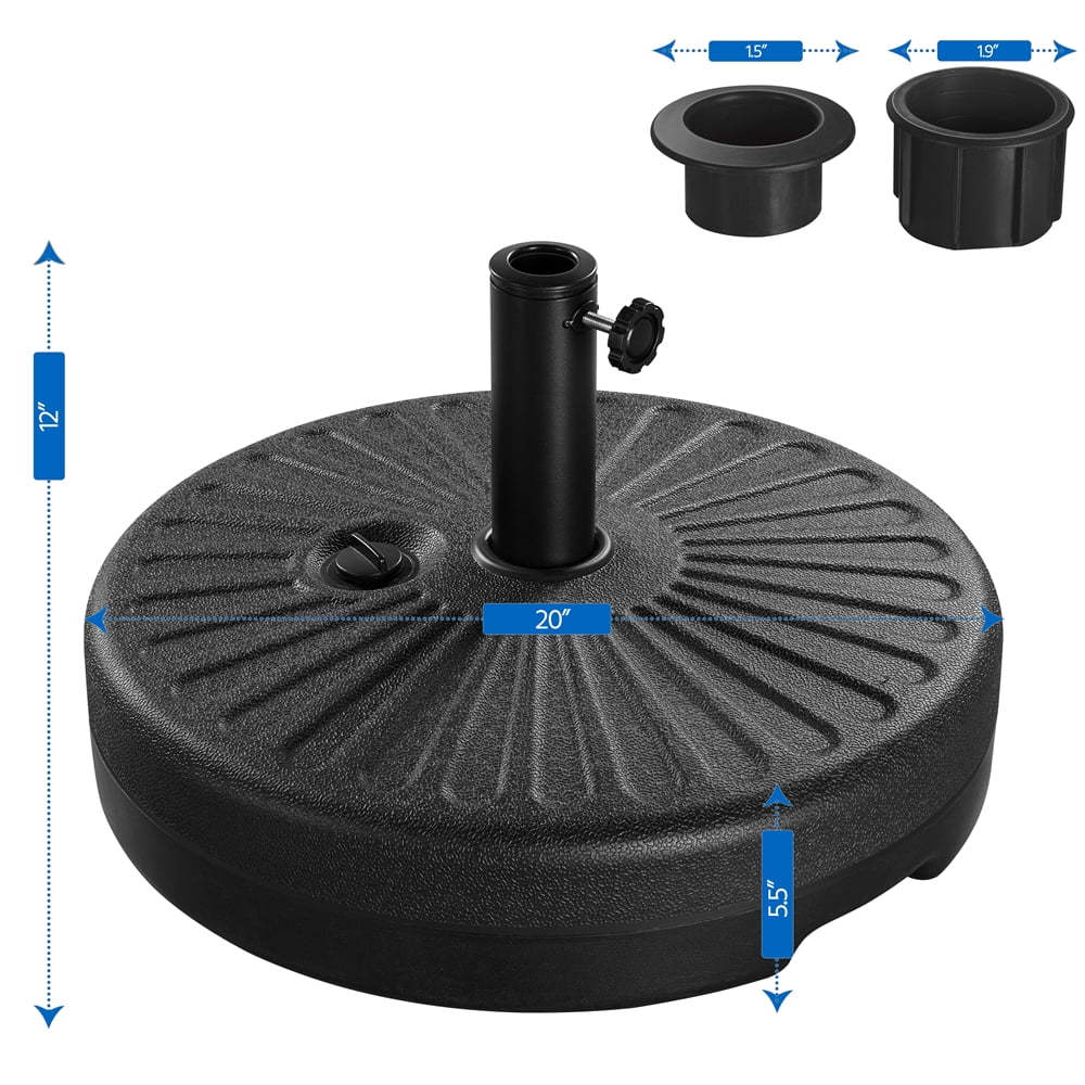 Renwick 20'' Outdoor Patio Umbrella Base Stand, Black